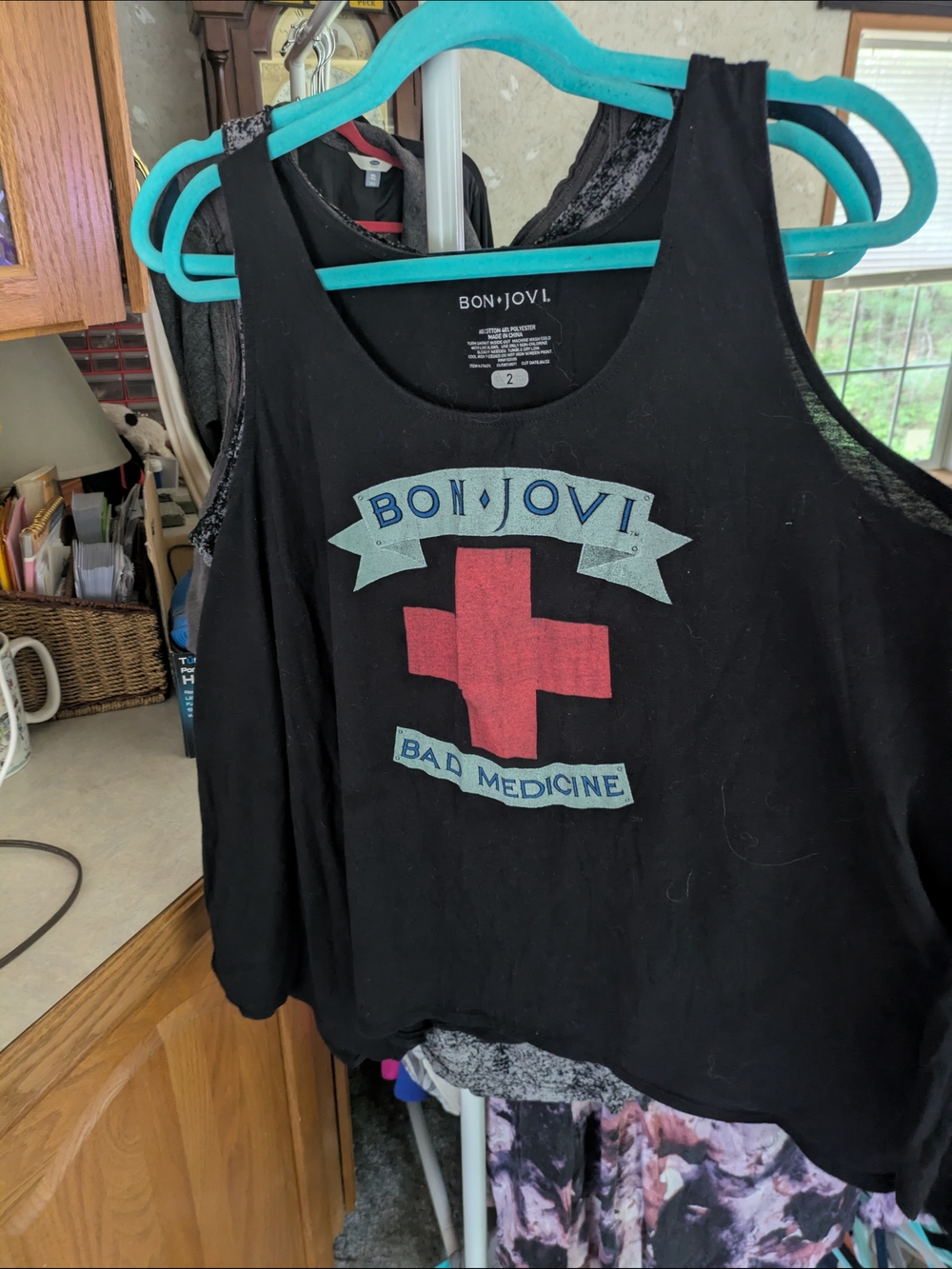 torrid Black Bon Jovi Tank with Red Cross Graphic